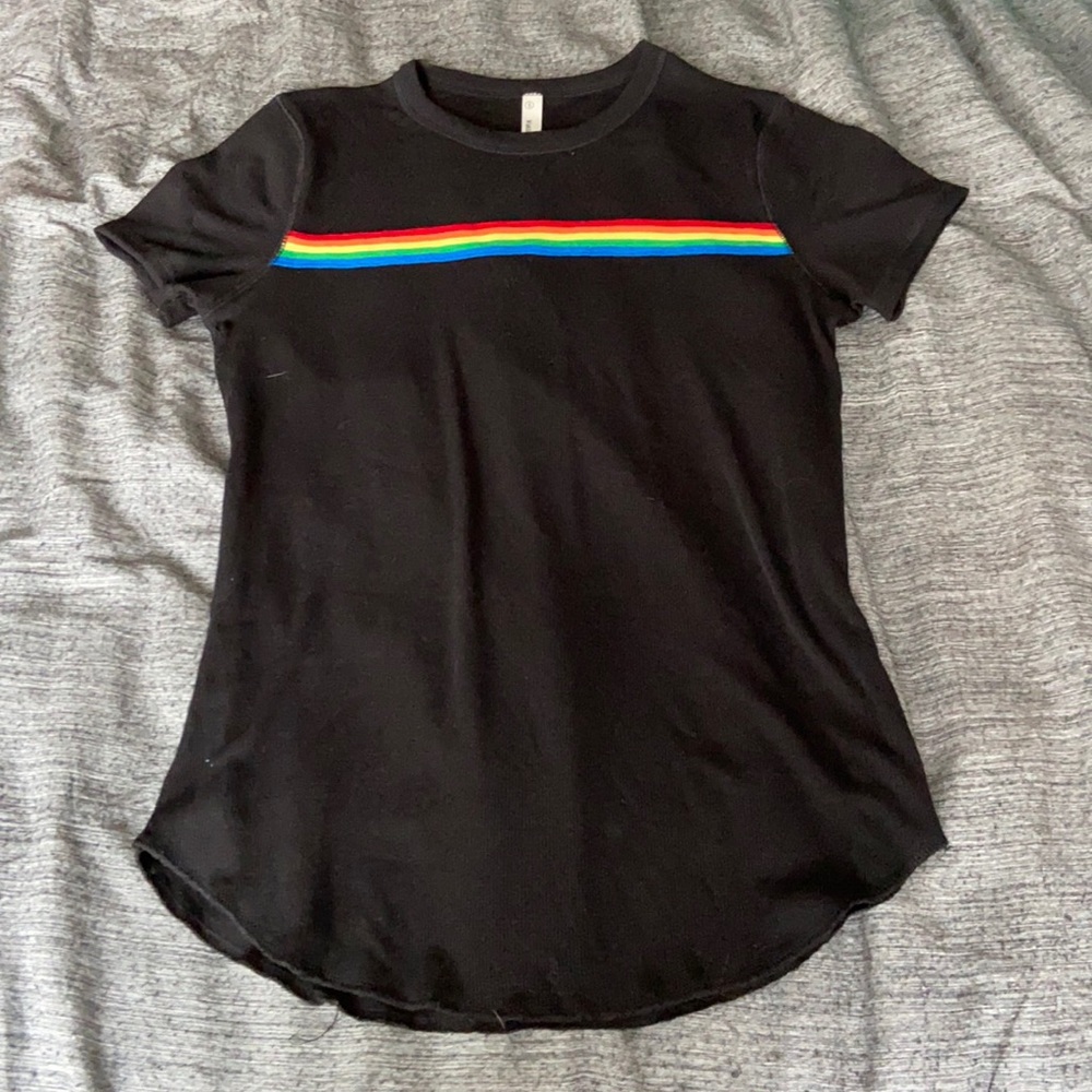Black Tee w/ Rainbow Stripe